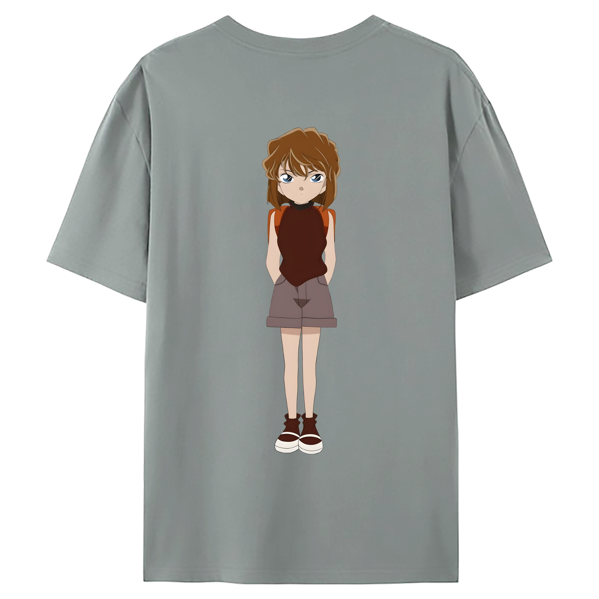 （画像用） 名探偵コナン 灰原 哀 はいばら あい Detective Conan Anita Hailey、Vi Graythorn Haibara Ai 綿100％ メンズ半袖Tシャツ（バックプリント） 通気性